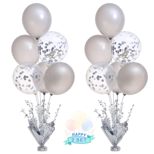 Suppromo 2-set silver balloon centerpieces for elegant party tables