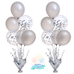 Suppromo 2-set silver balloon centerpieces for elegant party tables