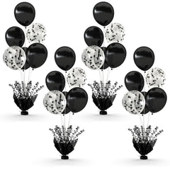Suppromo 4-set black balloon stand kit on a table for elegant centerpieces.