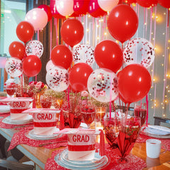 Suppromo red foil star spray base adds eye-catching flair to centerpieces.