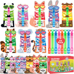 SURCVIO bubble wands in four colors with animal cards for classroom gifts