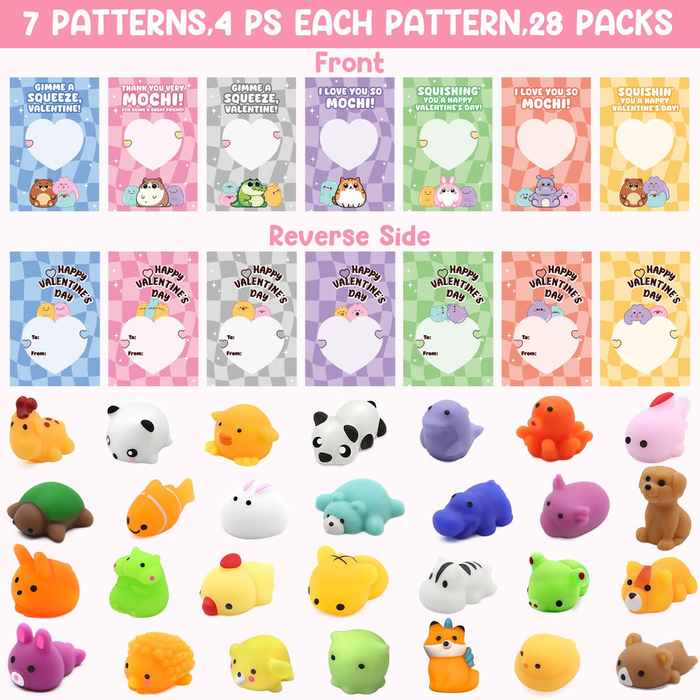 SURCVIO animal mochi squishies with matching cards for personalized greetings.
