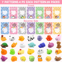 SURCVIO animal mochi squishies with matching cards for personalized greetings.