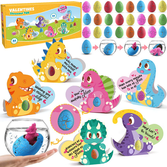 SURCVIO 24-pack dinosaur eggs in bright colors for classroom party favors