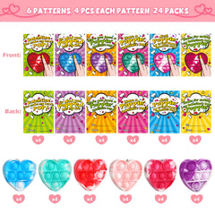 SURCVIO colorful pop-it heart keychains with six designs