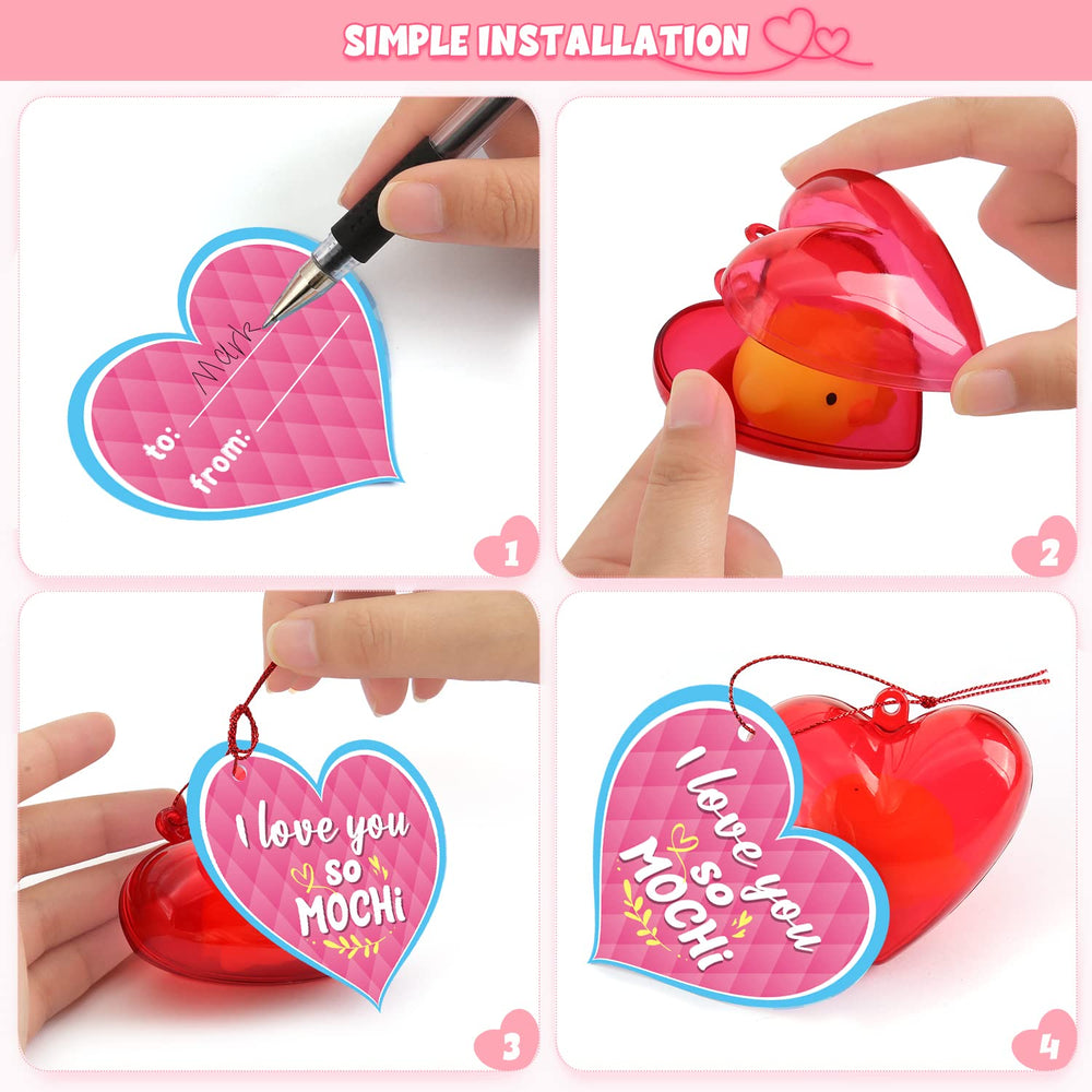 SURCVIO illustrated valentines cards attach to heart cases for personal messages.