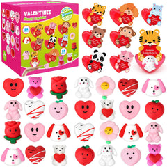 SURCVIO Valentine mochi squishies 28-pack for kids' playful stress relief.
