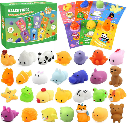 SURCVIO valentines animals squishies pack β adorable soft toys for classroom gifting and party rewards.