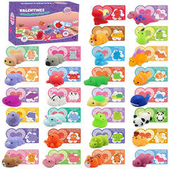 SURCVIO valentines mochi squishies with heart cases, ideal classroom gift exchanges.