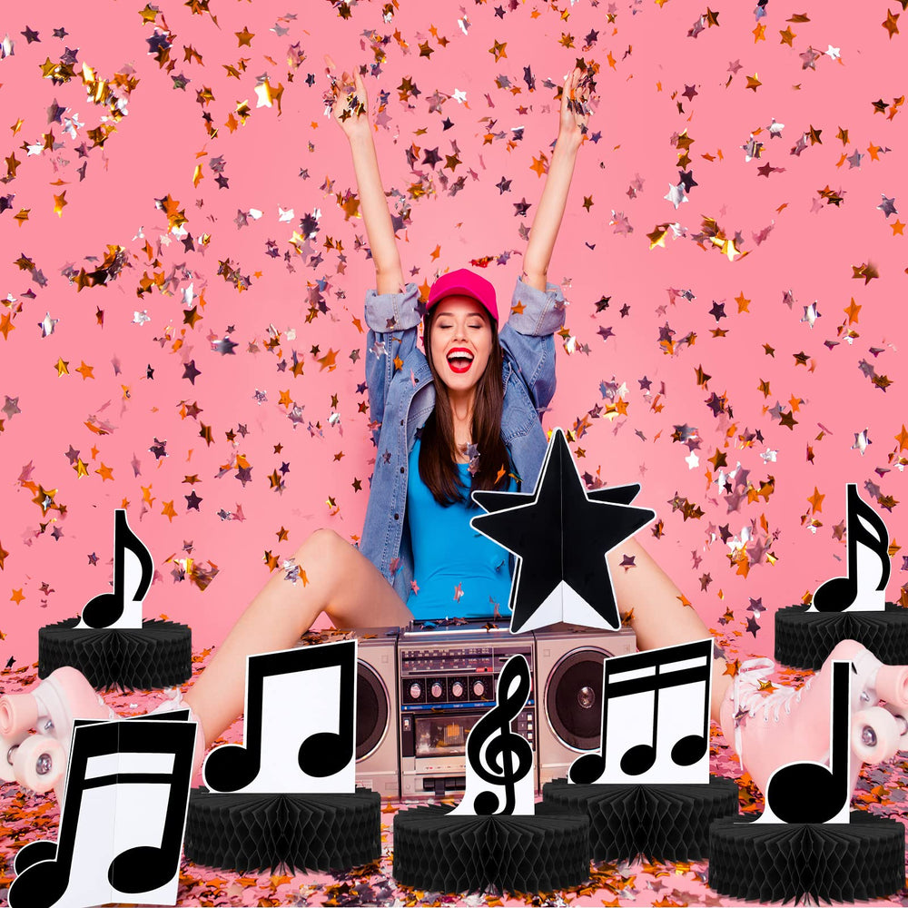 Sureio music-themed table toppers brightening a birthday or classroom setup
