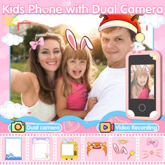 Surelect Kids Smart Phone pink held by child during learning activity.