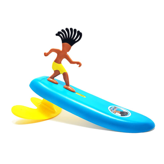 Surfer Dudes Hossegor Hank mini surfer catching a wave for family beach fun.
