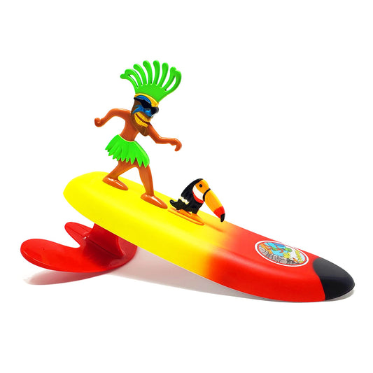 Surfer Dudes Legends Teahupo'o Tiki mini-surfer riding waves for backyard beach play.