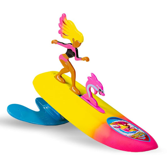 Surfer Dudes Legends wave-powered mini-surfer riding a wave for beach fun