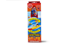 Surfer Dudes Surfer Pets Sky aboard a wave-powered mini-surfer for kids.