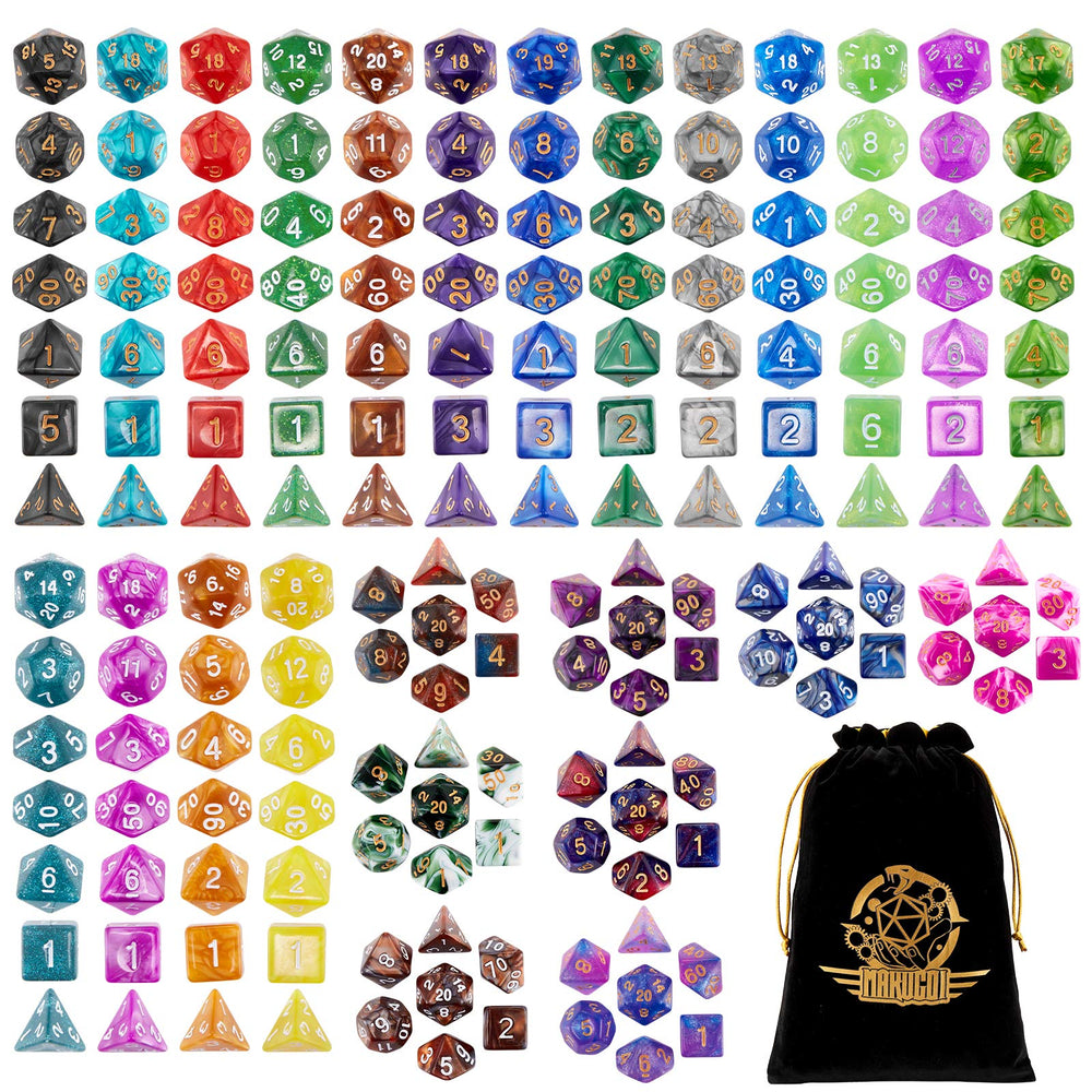 Surhugvy DND Dice Set display with all 175 pieces for tabletop play.