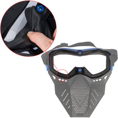 Surper tactical mask back view shows soft buffer layer absorbing impact.