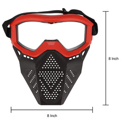 Surper tactical mask clear lens close-up highlights eye protection.