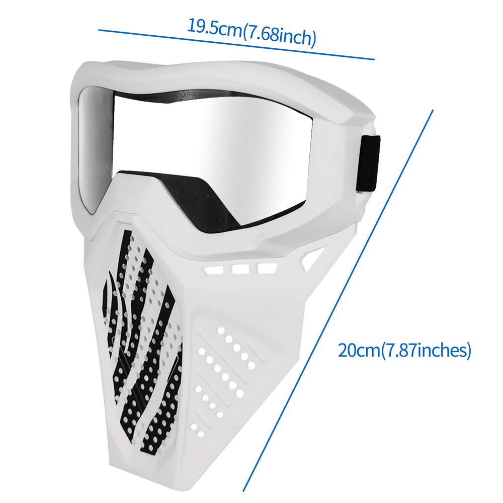 Surper Nerf Rival black mask with clear lens for sharp visibility.