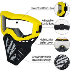 Surper Nerf Rival yellow mask, bright color aids team recognition.