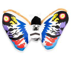 Soft faux fur texture on Rainbow Mothra plush invites cozy hugs.