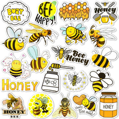 SUSIHI Bee Stickers on water bottles add vibrant, reusable decor.