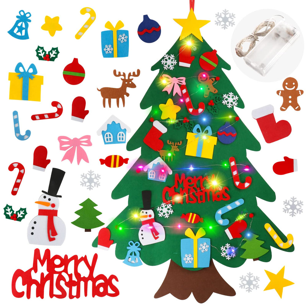 Suweor Upo felt Christmas tree mounted on wall with multicolor LEDs for cozy decor