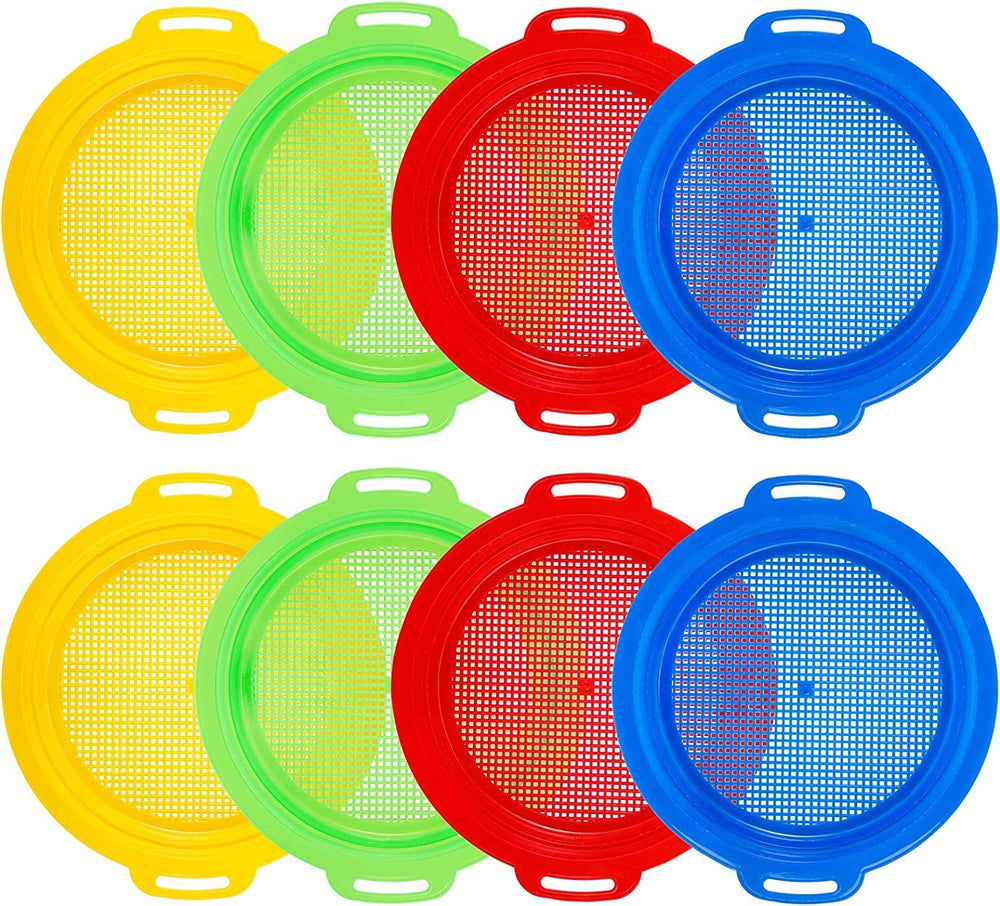 Suwimut 8-pack sand sifters in bright colors for sand treasure hunting