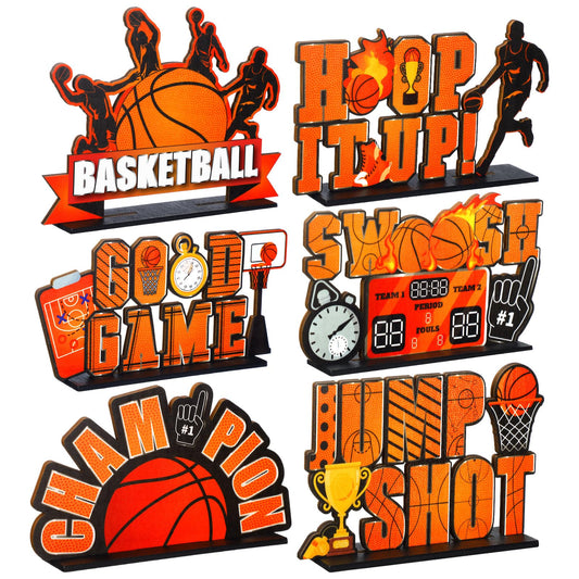 Suzile basketball wooden table decor centerpiece for a festive birthday setup