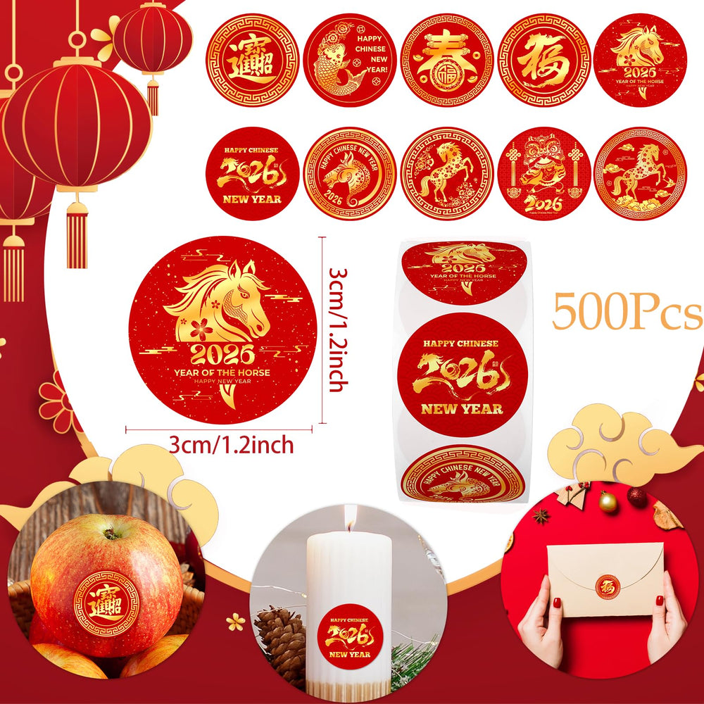 Suzkoqo red and gold lunar patterns, vibrant designs for party favors and gifts.