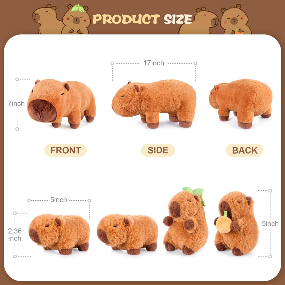 SuzziPals capybara family plush toy in cozy reading nook for comforting moments.
