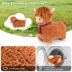 SuzziPals Bouncy Highland Cow flowing mane, rich sensory detail inspires imaginative play