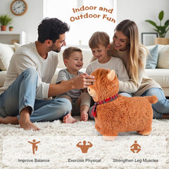 SuzziPals Highland Cow inflation pump area, enables quick setup for instant hopping fun