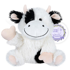 SuzziPals Heatable Cow Plush heat pad offering cozy warmth for relaxation.