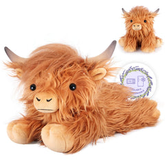 SuzziPals Highland Cow plush β soft cuddle exterior for cozy hugs.
