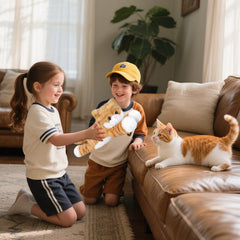Travel-ready SuzziPals orange cat plush as a cozy companion