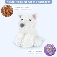 SuzziPals Westie plush with lavender scent for calming relaxation.