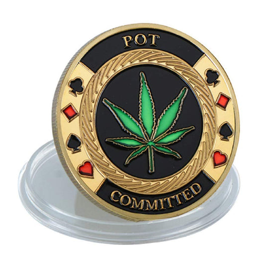 SW Poker Card-Guard Coin with golden acrylic case protects cards during play.