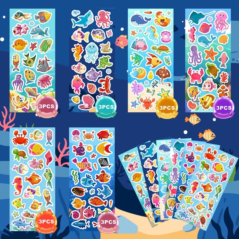 SWARKOL ocean stickers octopus-starfish fun for notebooks and gift ideas