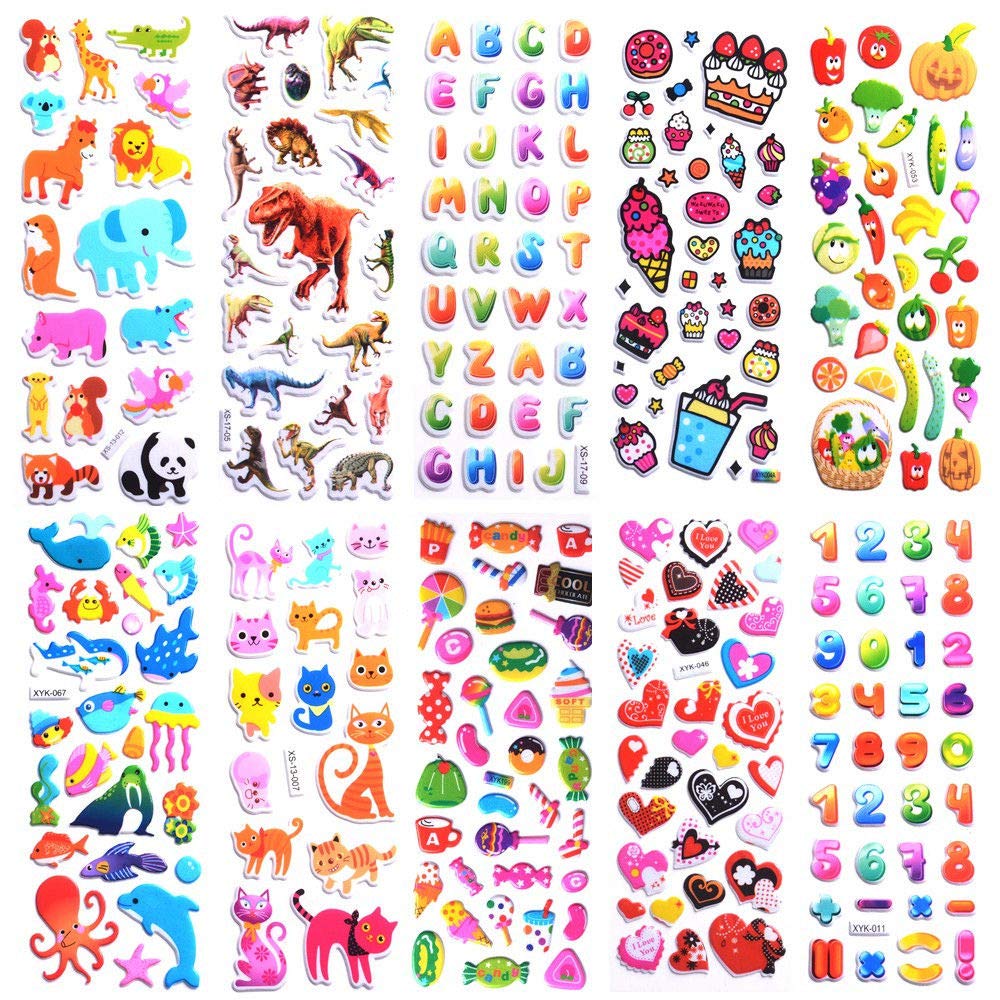 SWARKOL Puffy stickers fishes variety for playful labeling and crafts