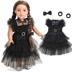 Sweet Dolly black lace dress for 18-inch dolls with elegant party look