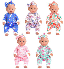 Sweet Dolly blue unicorn jumpsuit with headband for 15-18 inch dolls, ideal for imaginative play.
