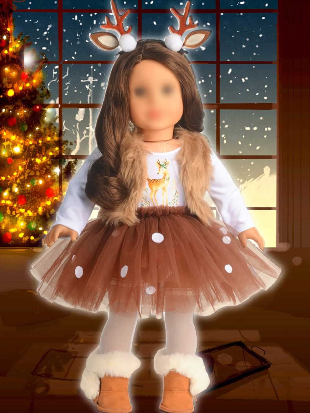 Sweet Dolly Christmas deer headwear ready to pair with the 18-inch outfit