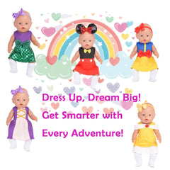 Sweet Dolly purple princess dress for dolls, great for storytelling outfits.