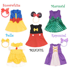 Sweet Dolly snow white dress for dolls, ready for fairytale pretend play.