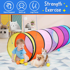 Child crawls through SweHouse tunnel encouraging gross motor play