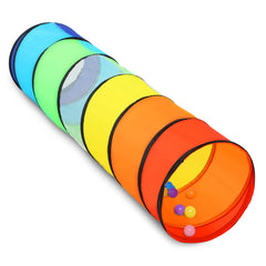 SweHouse rainbow crawl tunnel closed for compact storage and quick setup.