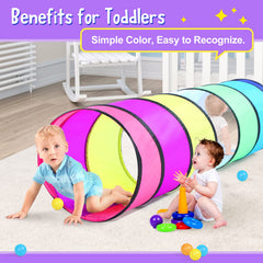 SweHouse rainbow tunnel with pop-up frame for quick setup and play.