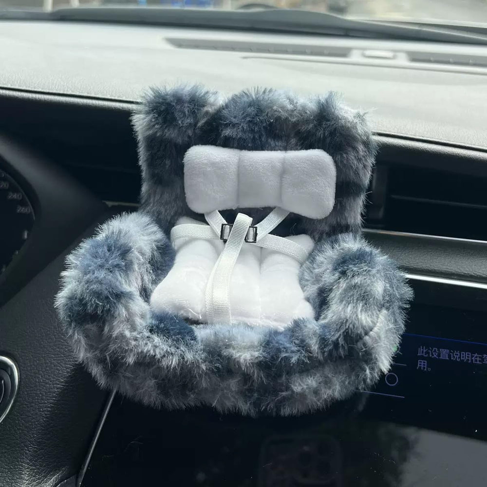 SwiftServ doll car seat with transparent base and plush cushion for secure display