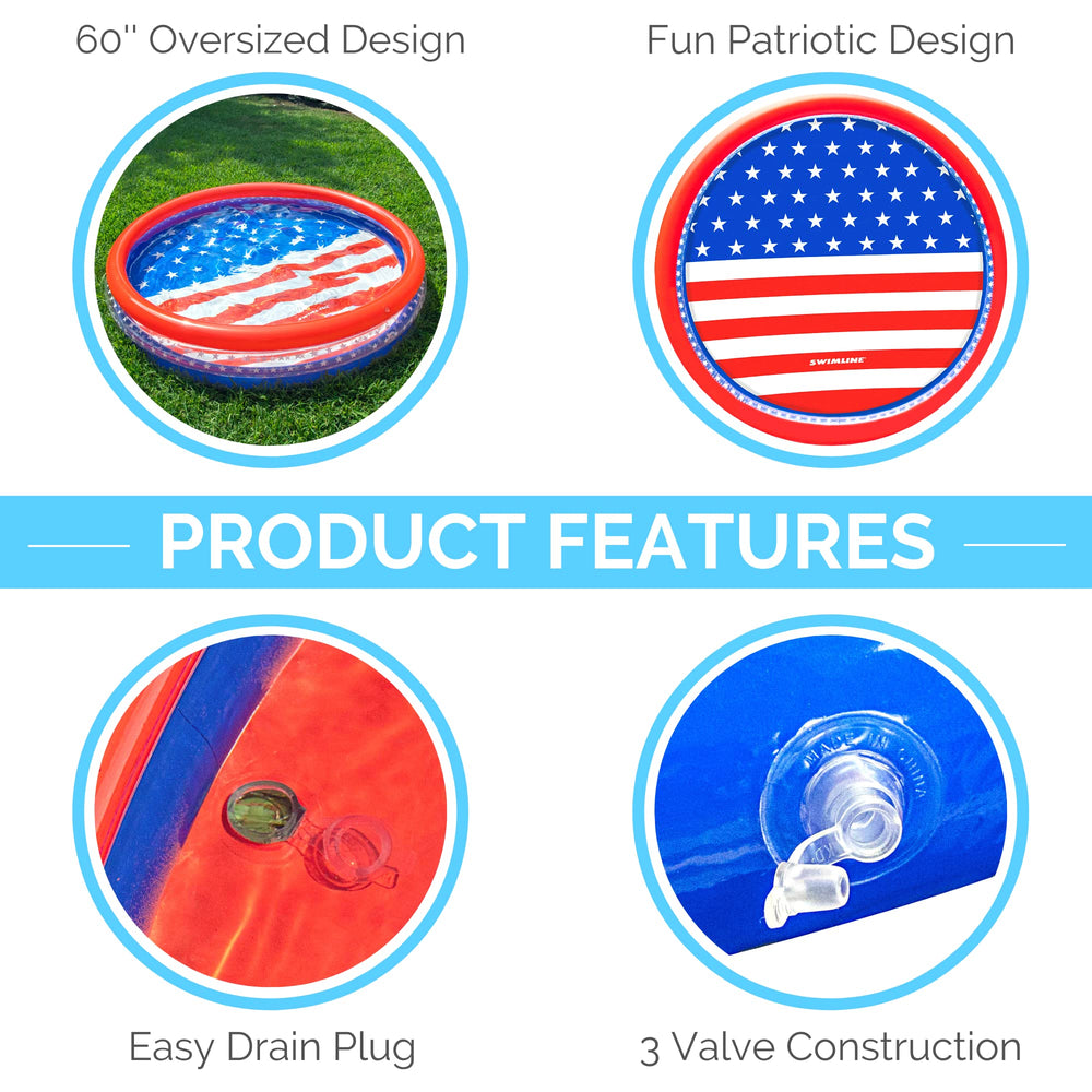 Swimline Americana pool uses BPA-free PVC for skin-friendly outdoor sessions.